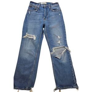Ankle straight ultra high rise A&F 0S 0 SHORT distressed grunge 90s EUC petite